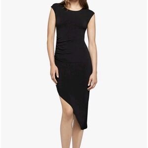 BCBGeneration Black Asymmetrical One-Shoulder Sheath Dress